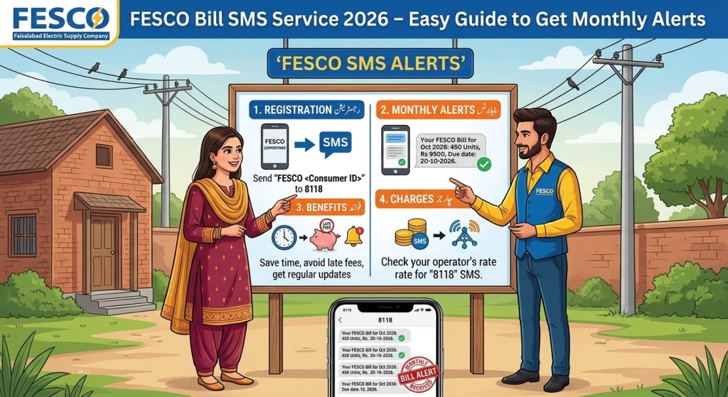 FESCO Bill SMS Service 2026 for monthly electricity bill alerts