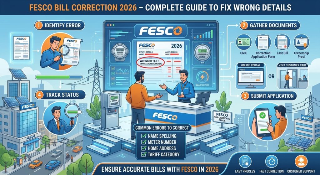 FESCO Bill Correction 2026 guide for fixing wrong electricity bill details