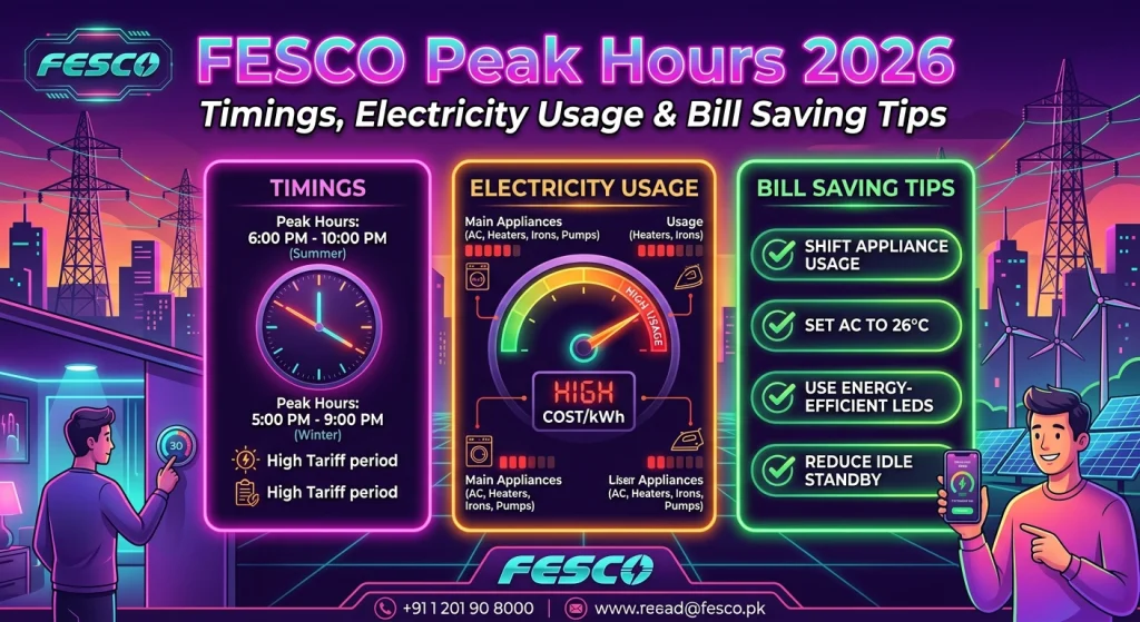 FESCO peak hours 2026 timings and electricity bill saving tips